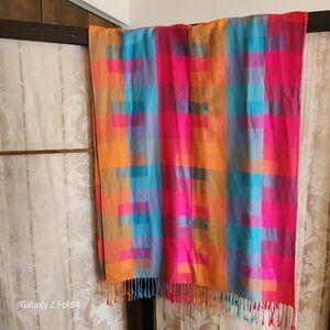 Colorful Geometric Patterned Scarf Pashima